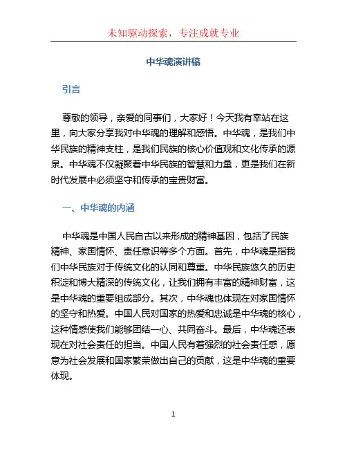 中华魂演讲稿
