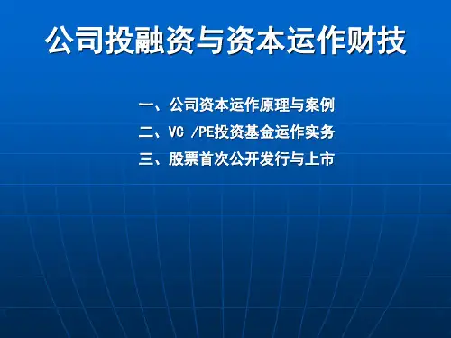 公司投融资与资本运作财技(第一部分)