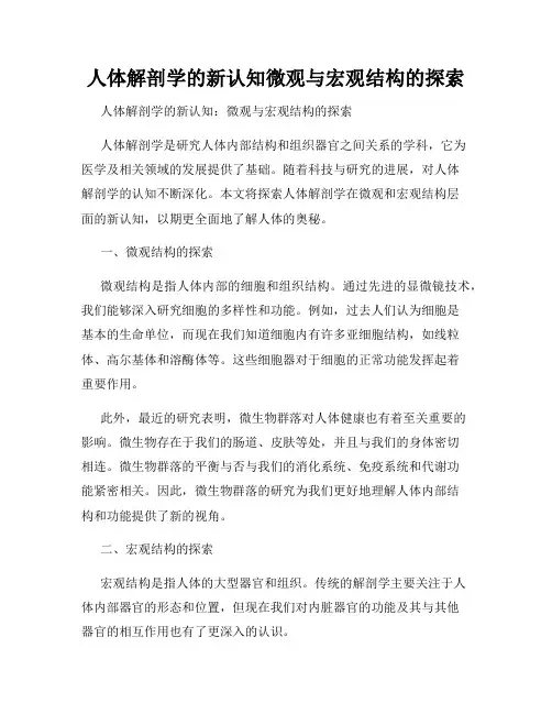 人体解剖学的新认知微观与宏观结构的探索