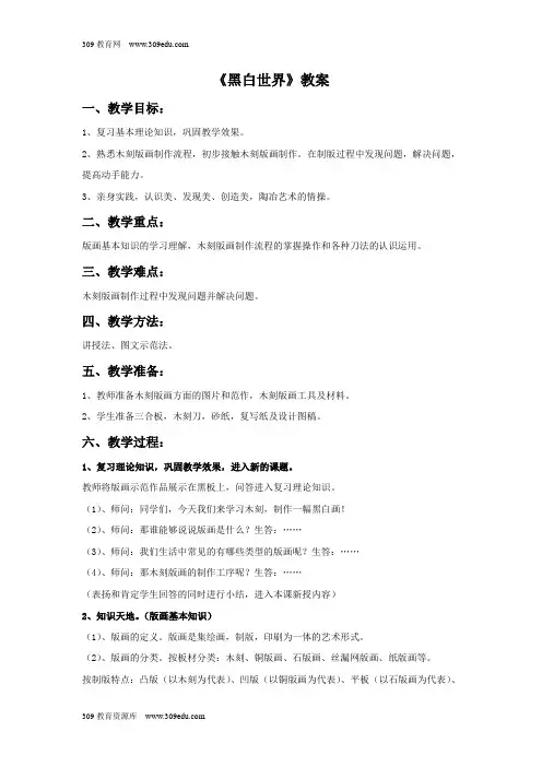 湘美版美术七年级下册《黑白世界》教案3