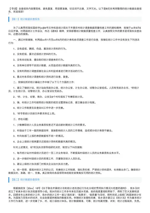 统计数据自查报告5篇