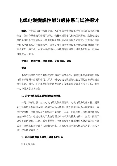 电线电缆燃烧性能分级体系与试验探讨