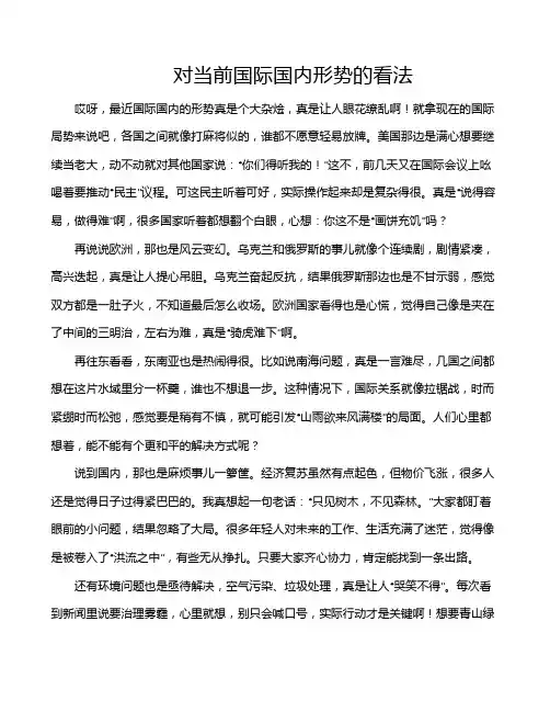 对当前国际国内形势的看法
