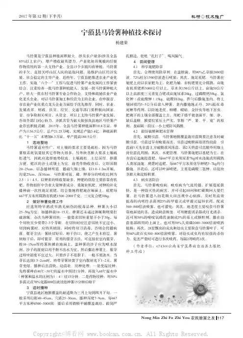宁蒗县马铃薯种植技术探讨