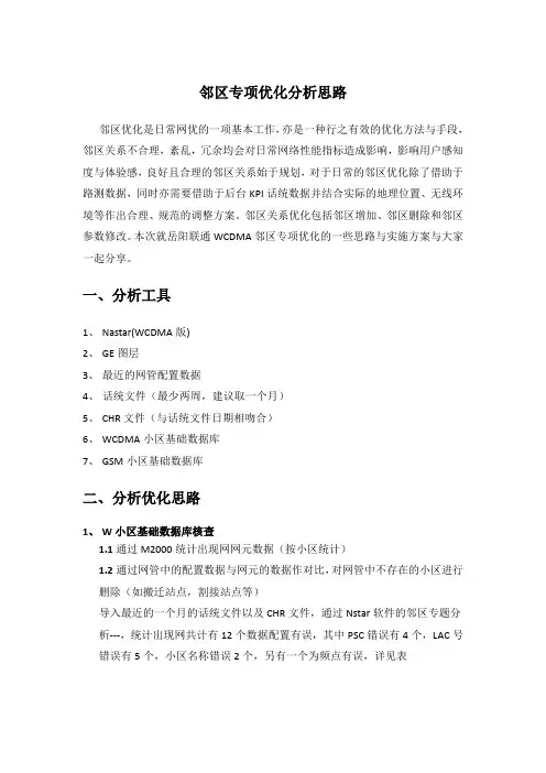 邻区专项优化分析思路