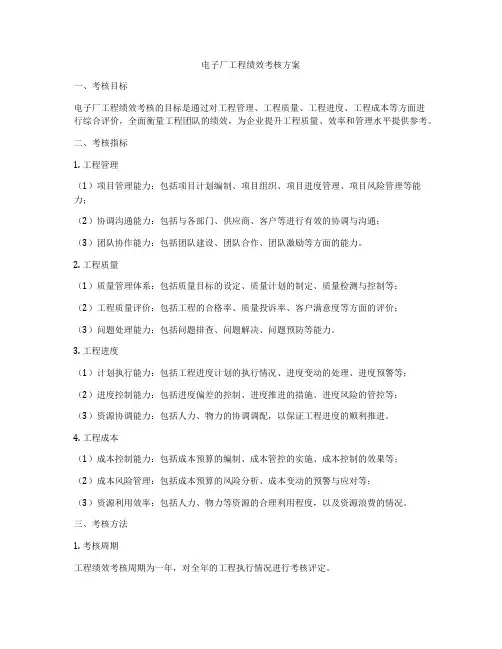 电子厂工程绩效考核方案