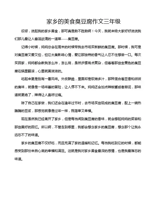 家乡的美食臭豆腐作文三年级