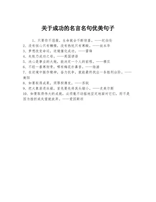 关于成功的名言名句优美句子