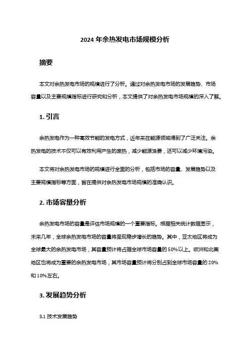 2024年余热发电市场规模分析