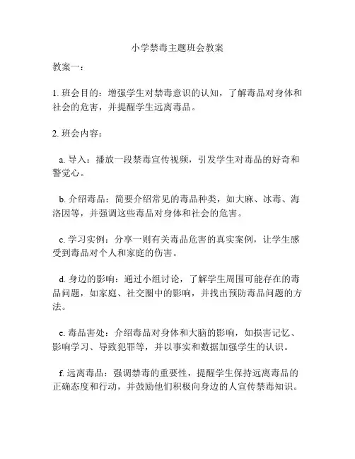 小学禁毒主题班会教案
