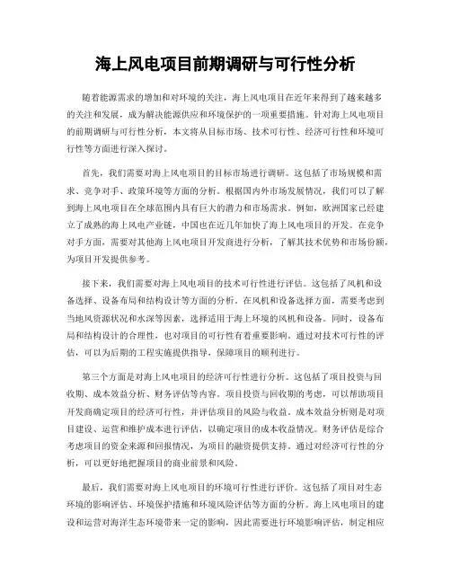 海上风电项目前期调研与可行性分析
