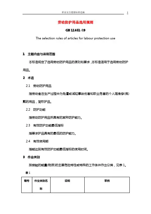 57.劳动防护用品选用规则(GB11651-89)