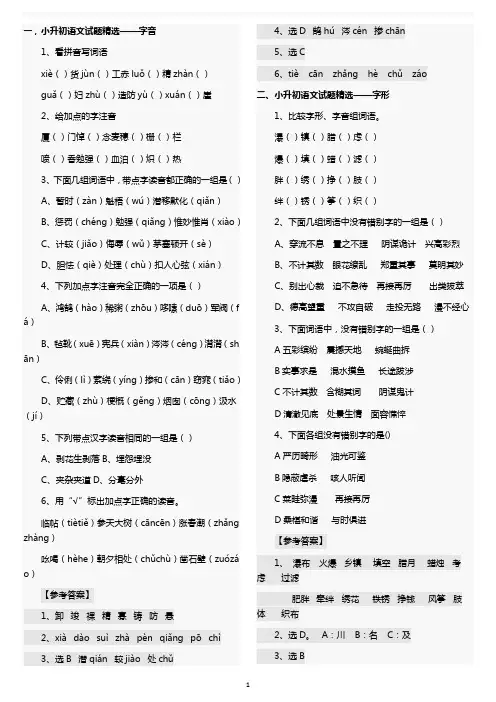 小升初语文总复习资料汇总(可打印)