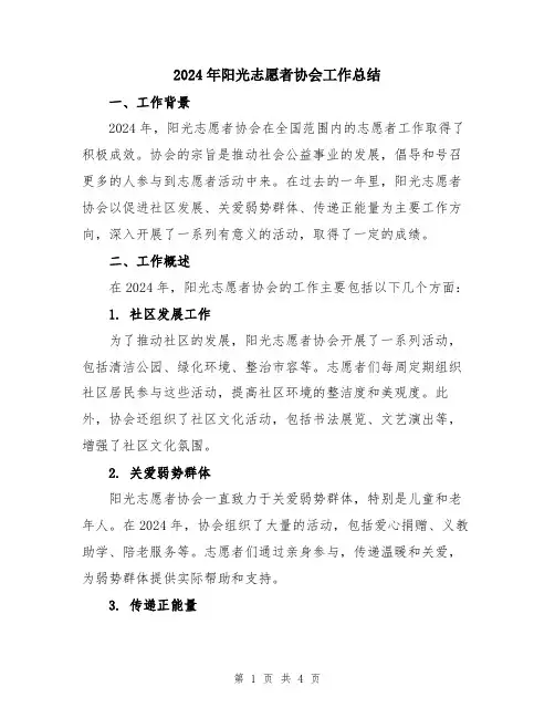2024年阳光志愿者协会工作总结