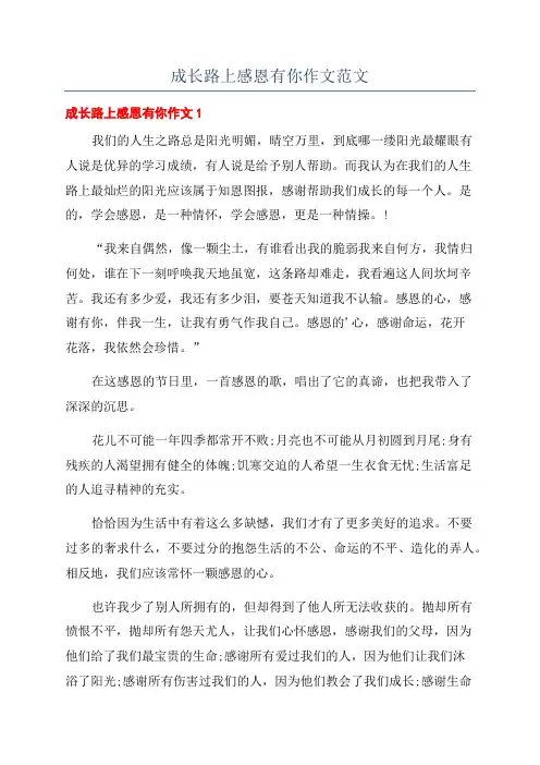 成长路上感恩有你作文范文