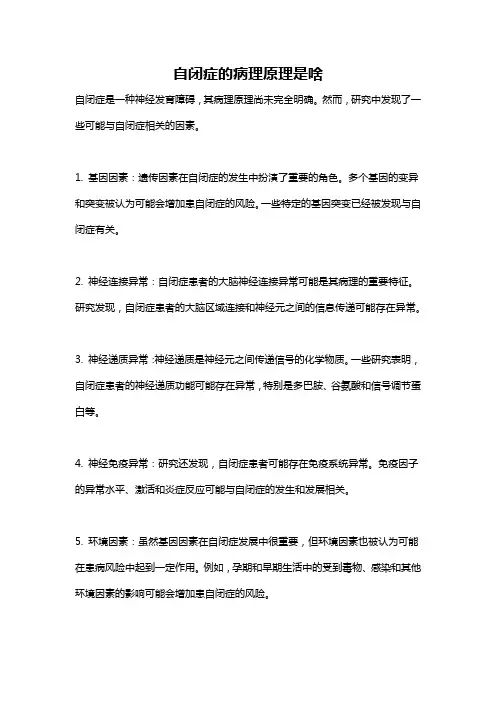 自闭症的病理原理是啥