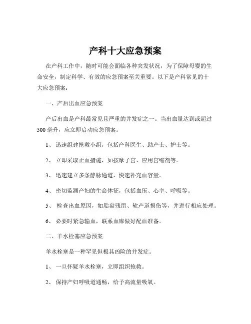 产科十大应急预案