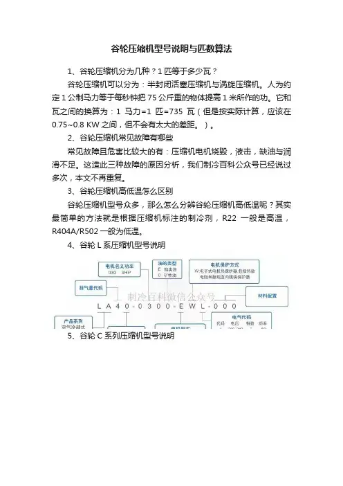 谷轮压缩机型号说明与匹数算法