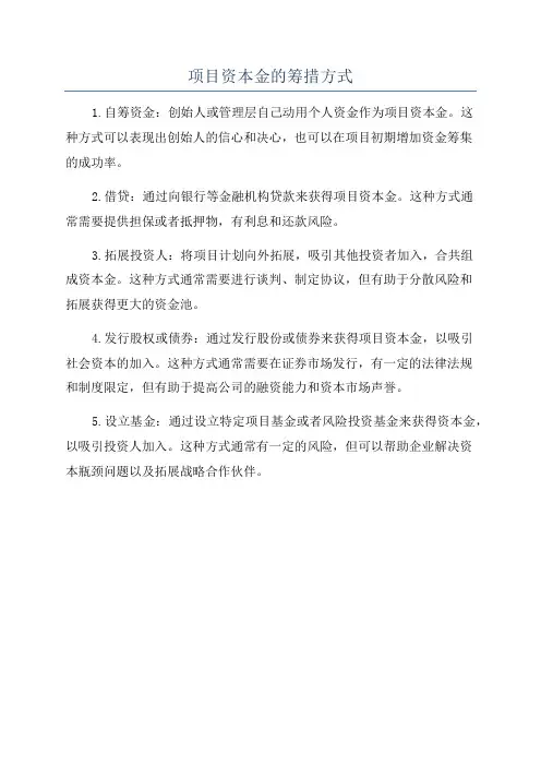 项目资本金的筹措方式