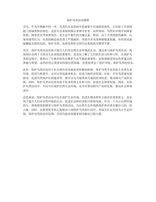 保护鸟类活动感想