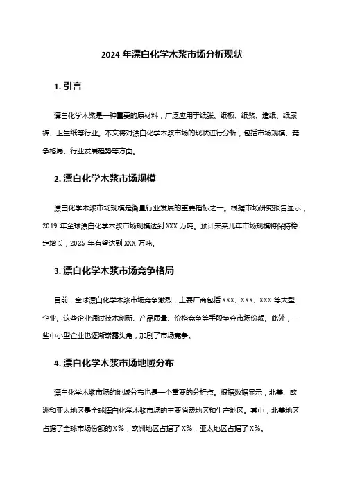 2024年漂白化学木浆市场分析现状
