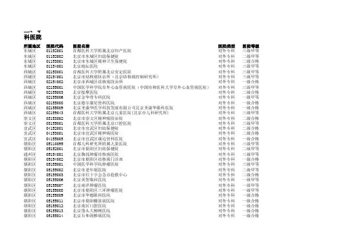 北京“一老一小”定点医疗机构名单