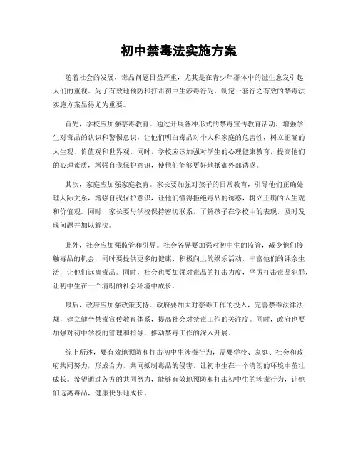 初中禁毒法实施方案