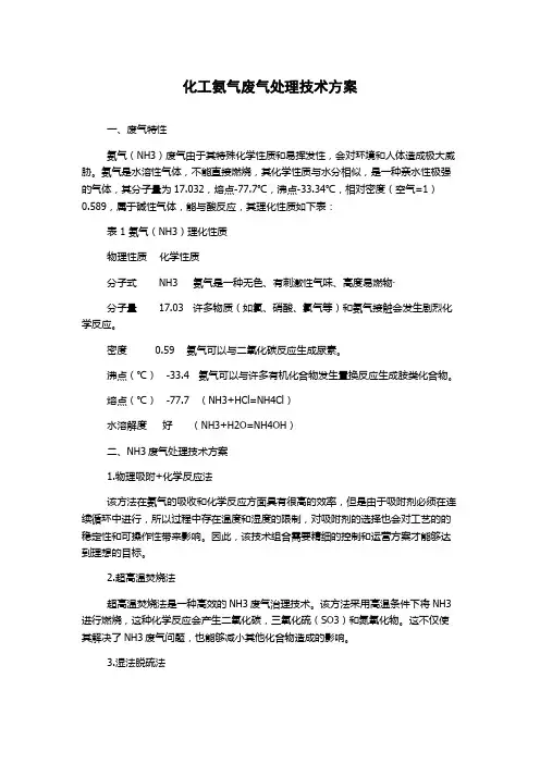 化工氨气废气处理技术方案