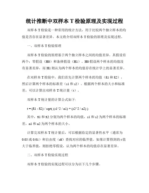 统计推断中双样本T检验原理及实现过程
