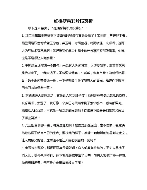 红楼梦精彩片段赏析