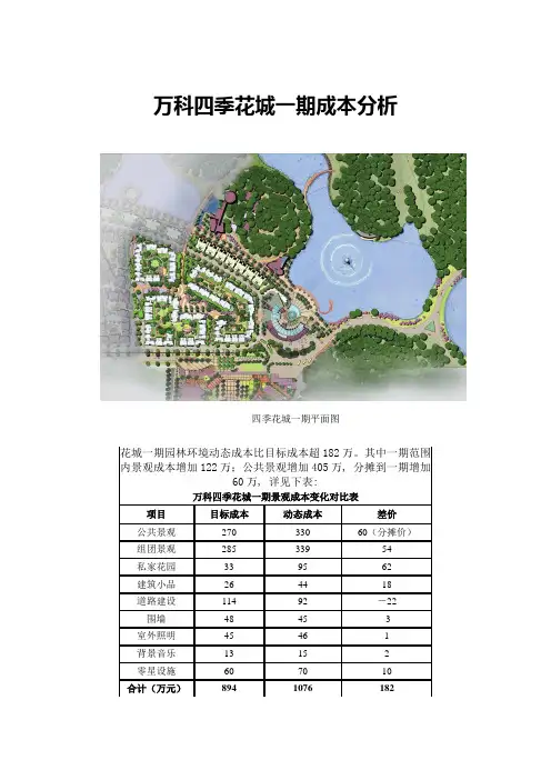 万科四季花城一期成本分析