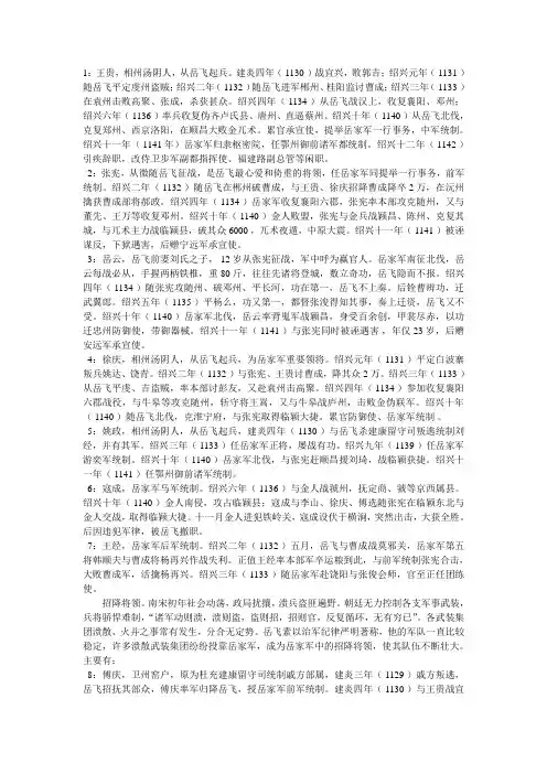 岳家军排名