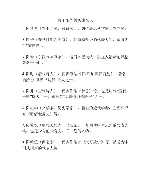 关于阳姓的历史名人