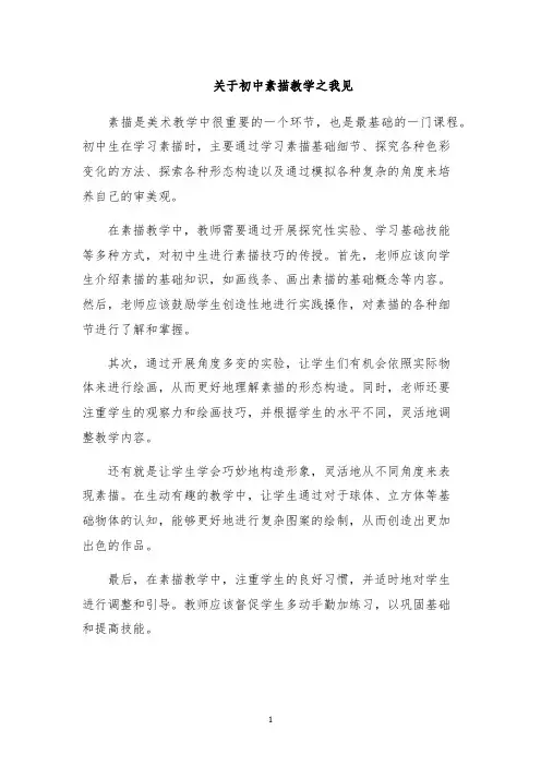 关于初中素描教学之我见