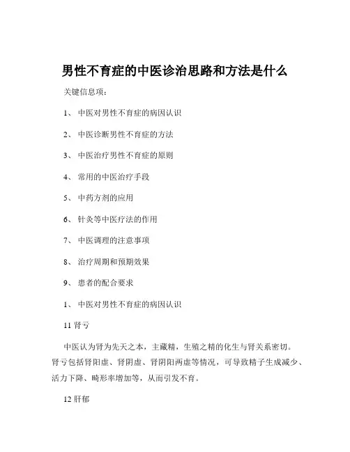 男性不育症的中医诊治思路和方法是什么