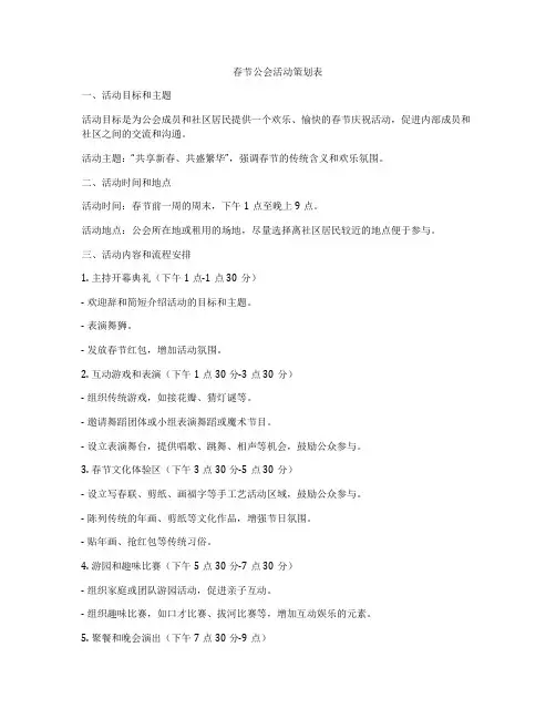 春节公会活动策划表