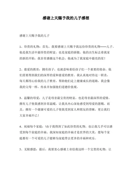感谢上天赐予我的儿子感想