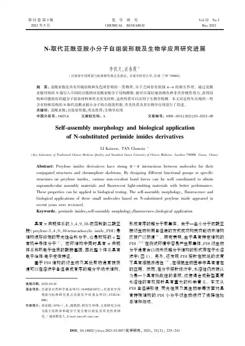 N-取代苝酰亚胺小分子自组装形貌及生物学应用研究进展