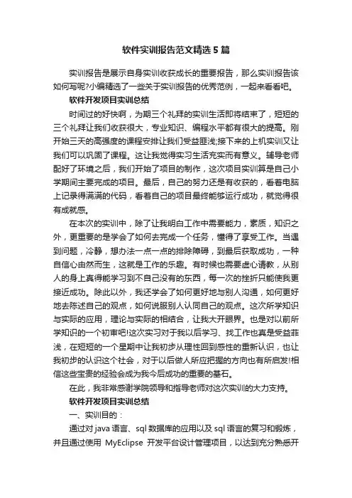 软件实训报告范文精选5篇