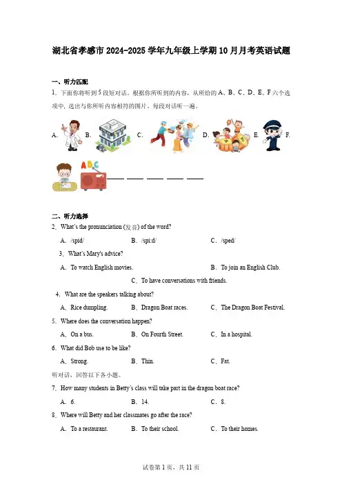 湖北省孝感市2024-2025学年九年级上学期10月月考英语试题