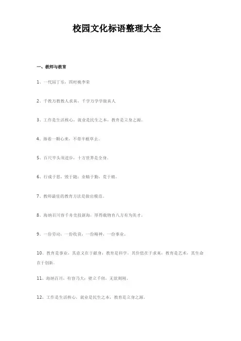 校园文化标语整理大全