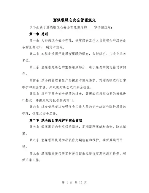 溜煤眼煤仓安全管理规定（4篇）