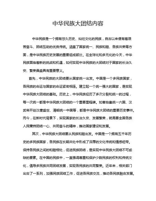 中华民族大团结内容