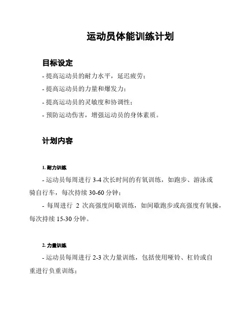 运动员体能训练计划
