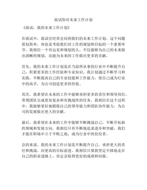 面试你对未来工作计划