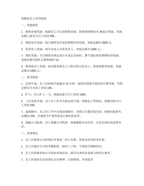 售楼部员工奖罚制度范本