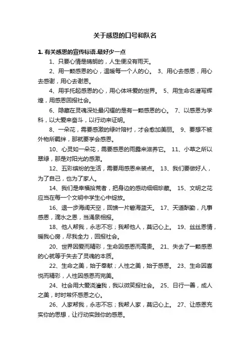 关于感恩的口号和队名