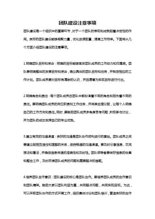团队建设注意事项