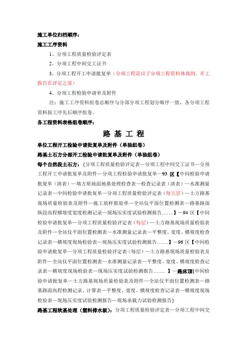 竣工资料归档顺序(最新版)