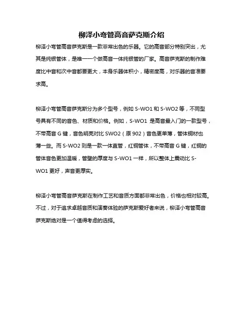 柳泽小弯管高音萨克斯介绍